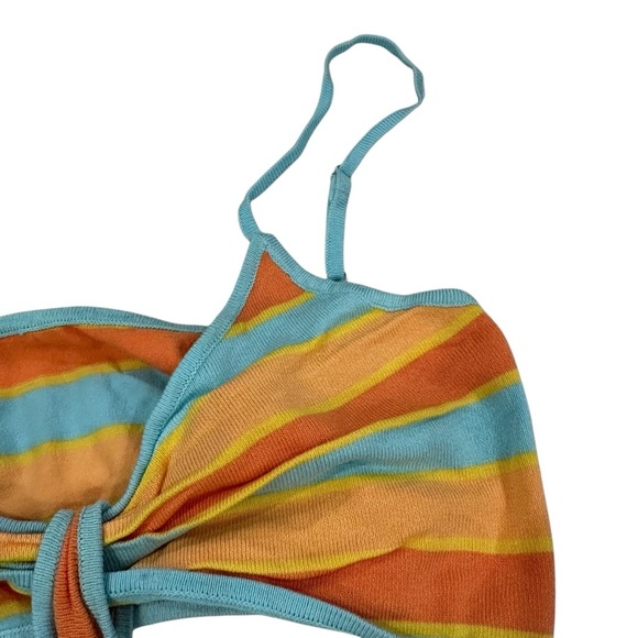 Princess Polly Alicia Mini dress Striped Orange and Blue Cutout Dress - Picture 8 of 9